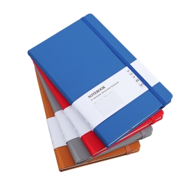 A notebook with a hard shell and straps