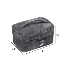 Double-layer denim pattern large-capacity hand-held cosmetic bag