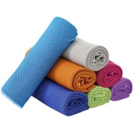 All-polyester cold-sensing fitness and exercise sweat-absorbing towel