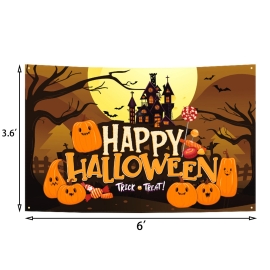 Personalized Jumbo Halloween Sign – 3.6&#039;x6&#039; Custom Name Trick-or-Treat Banner