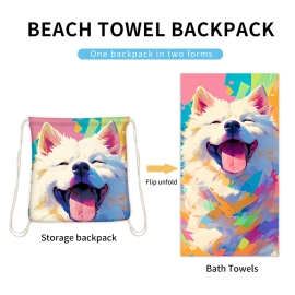 2 in 1 Foldable Printed All in One Beach Towel Travel Blanket