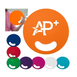 Custom Printed Plastic Advertising Fans with Double Sided Color Printing Blue Round  Hand Fans