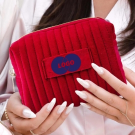 Quilted Velvet Cosmetic Pouch