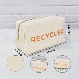 Large-Capacity Natural Canvas Cosmetic Bag