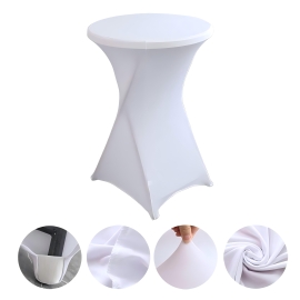 Premium Solid-Color Elastic Polyester Round Table Cover