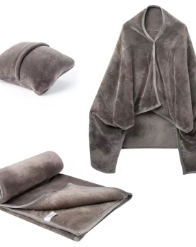 Custom Logo 2-in-1 Flannel Travel Blanket (Airplane Bag)