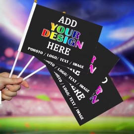 100% Polyester Double-Sided Custom Hand Flags (Events/Outdoor)