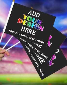 100% Polyester Double-Sided Custom Hand Flags (Events/Outdoor)